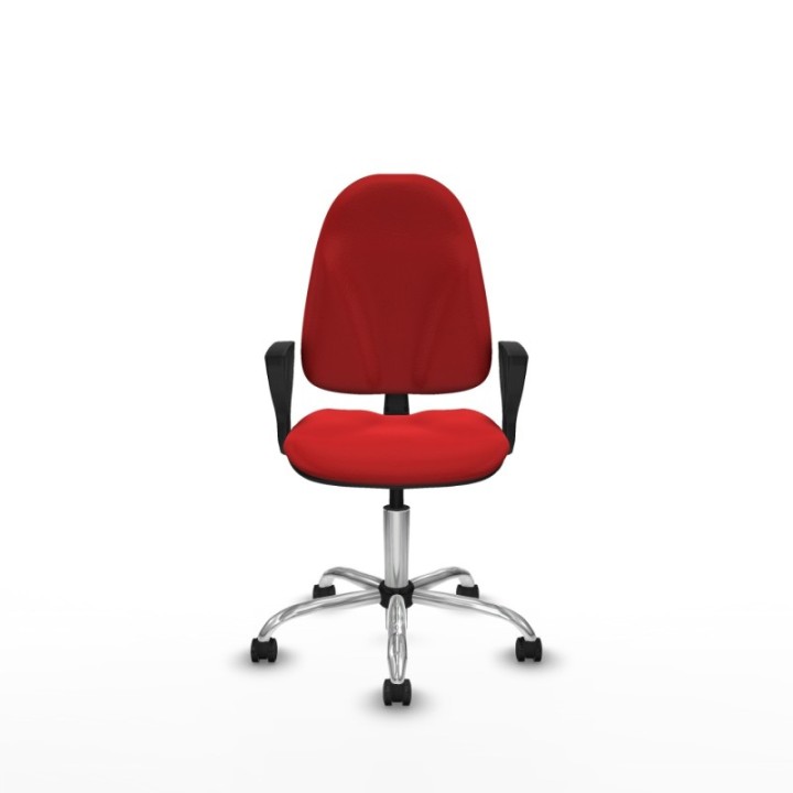 Algarra CP similpiel rojo brazos fijos base cromada ruedas engomadas 50mm