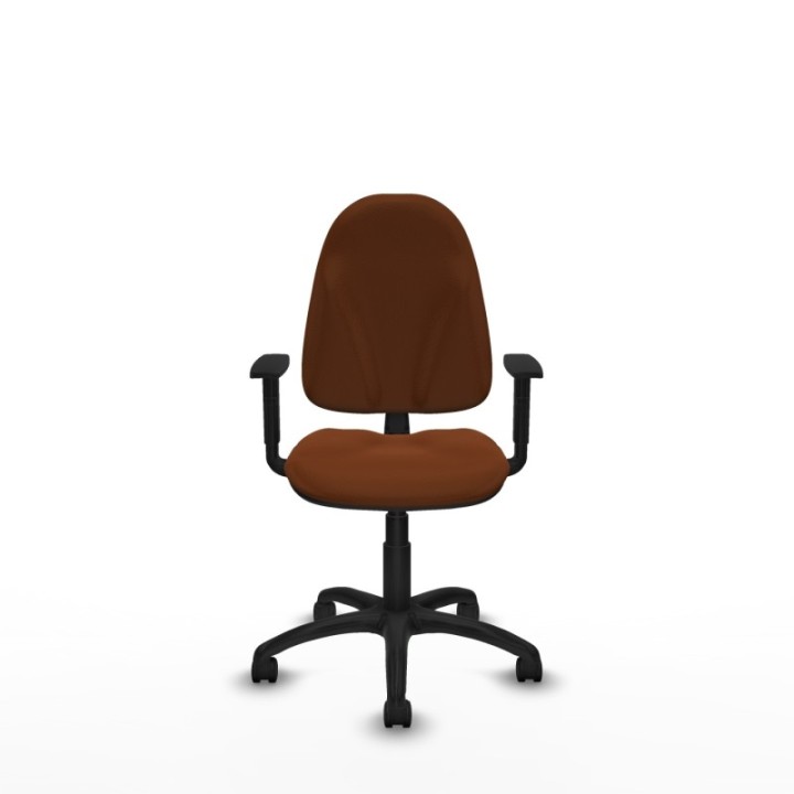 Algarra CP similpiel marrón brazos 1D base poliamida ruedas nailon 50mm