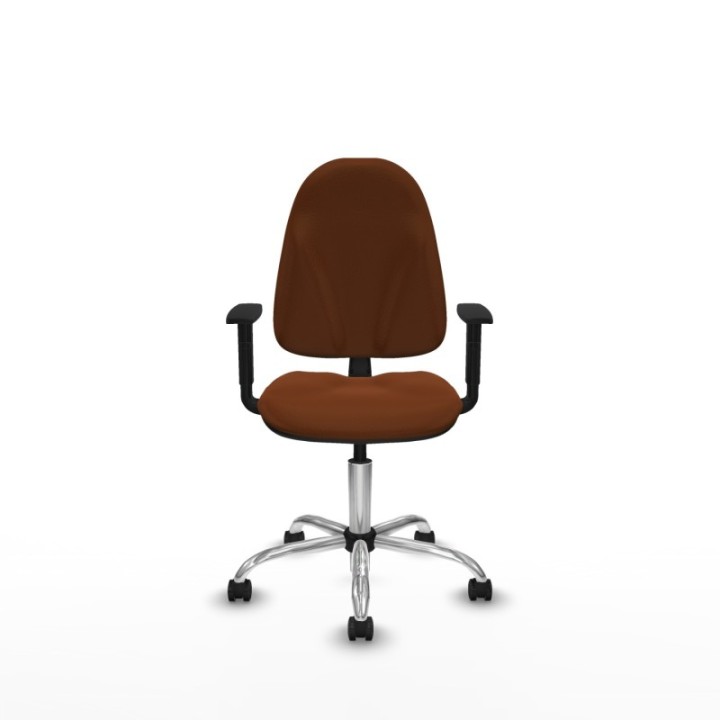 Algarra CP similpiel marrón brazos 1D base cromada ruedas autofrenantes 50mm