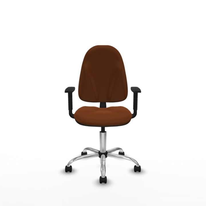 Algarra CP similpiel marrón brazos 1D base cromada ruedas nailon 50mm