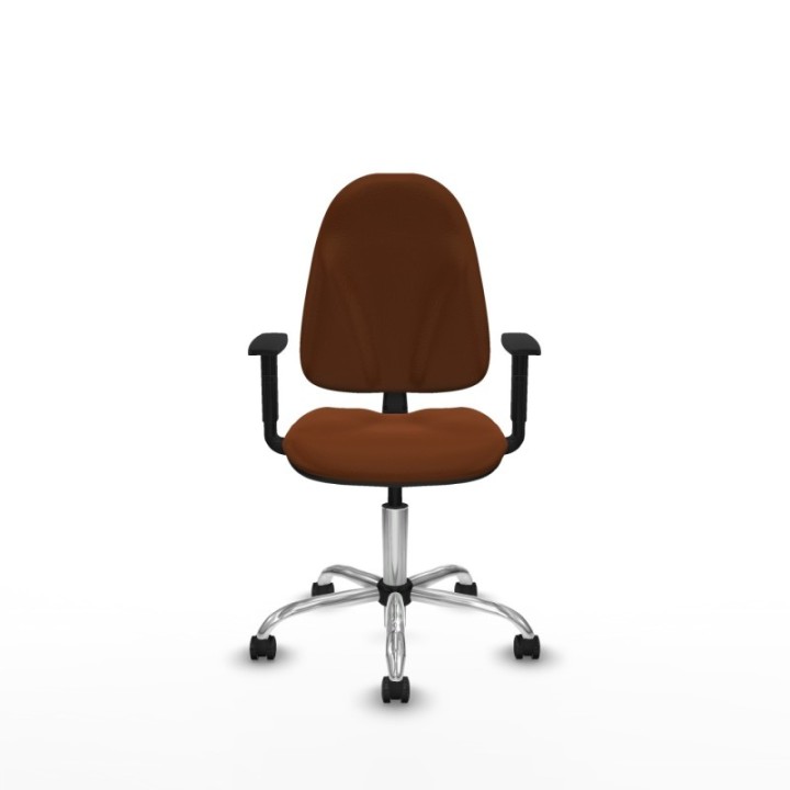 Algarra CP similpiel marrón brazos 1D base cromada ruedas engomadas 50mm