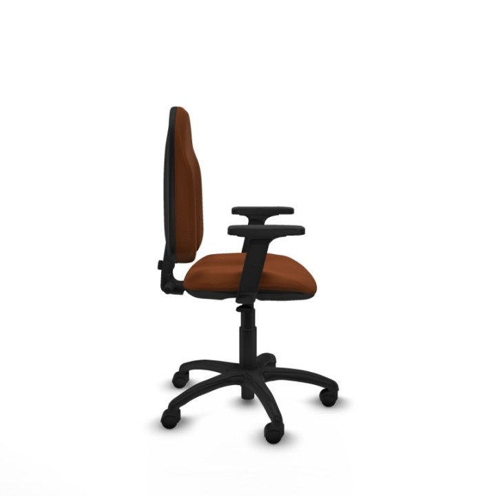 Algarra CP similpiel marrón brazos 2D base poliamida ruedas nailon 50mm