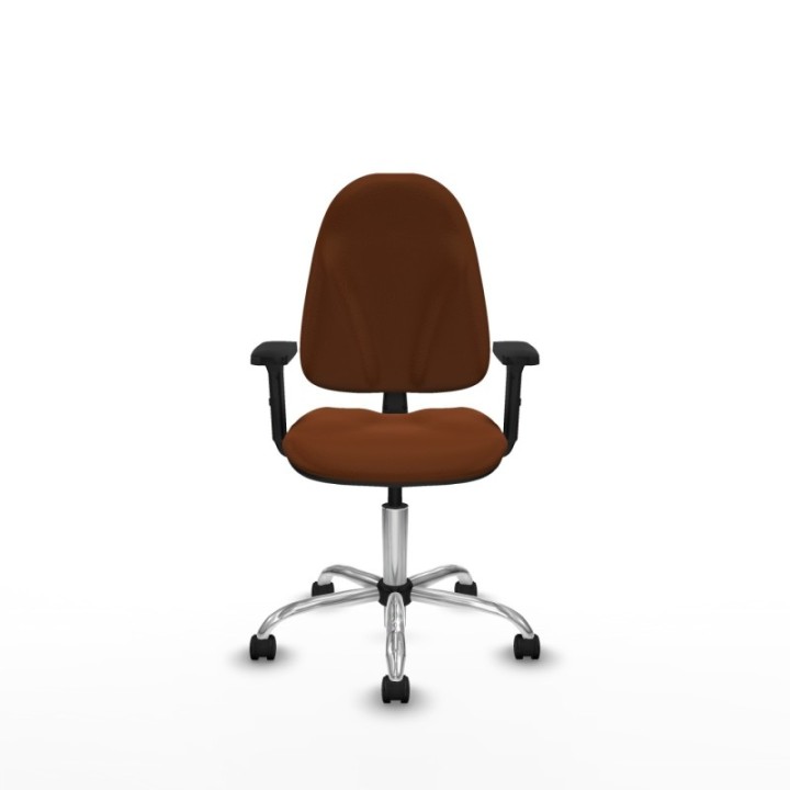 Algarra CP similpiel marrón brazos 2D base cromada ruedas nailon 50mm