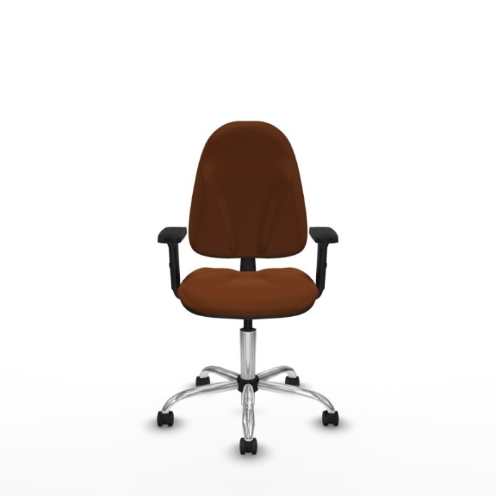 Algarra CP similpiel marrón brazos 2D base cromada ruedas engomadas 50mm