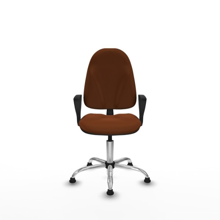 Algarra CP similpiel marrón brazos fijos base cromada topes