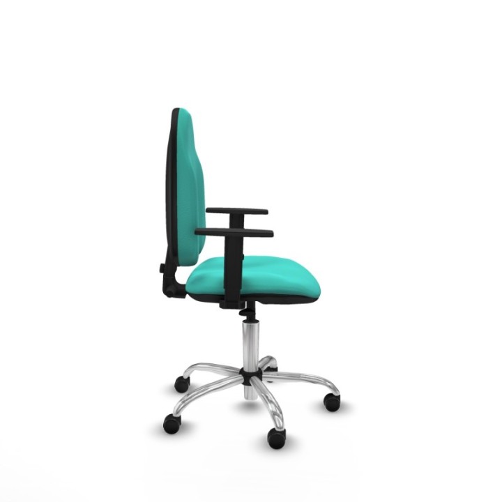 Algarra CP similpiel turquesa brazos 1D base cromada ruedas autofrenantes 50mm