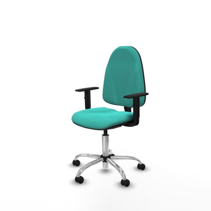 Algarra CP similpiel turquesa brazos 1D base cromada ruedas engomadas 50mm