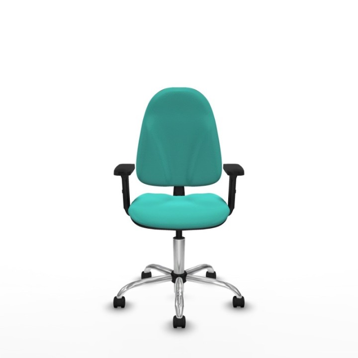 Algarra CP similpiel turquesa brazos 2D base cromada ruedas nailon 50mm