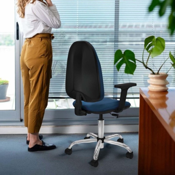 Algarra CP similpiel turquesa brazos 2D base cromada ruedas nailon 50mm