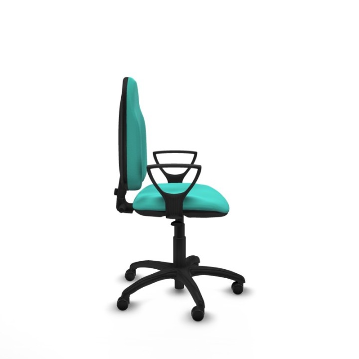 Algarra CP similpiel turquesa brazos fijos base poliamida ruedas autofrenantes 50mm