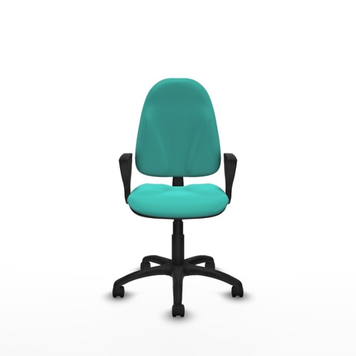 Algarra CP similpiel turquesa brazos fijos base poliamida ruedas nailon 50mm