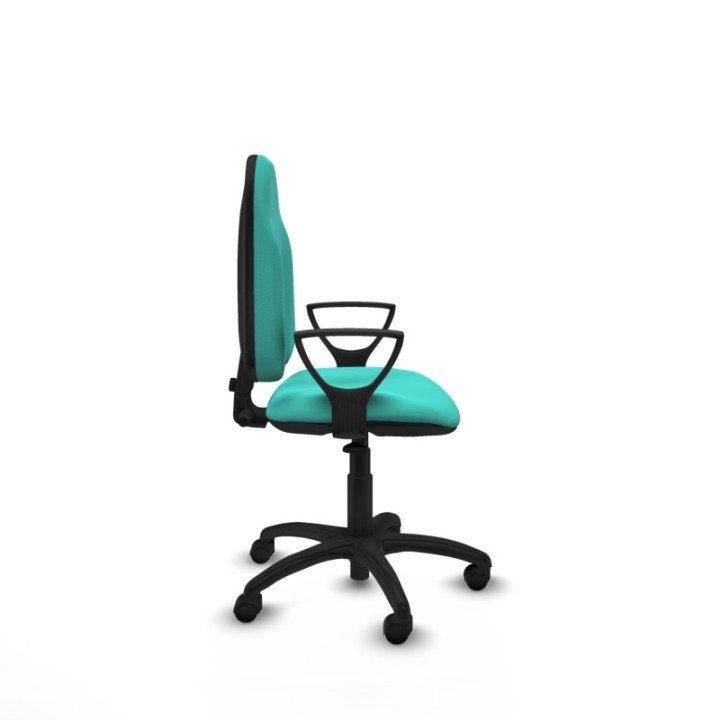 Algarra CP similpiel turquesa brazos fijos base poliamida ruedas nailon 50mm