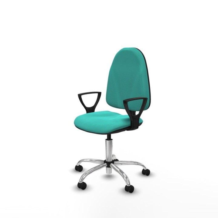 Algarra CP similpiel turquesa brazos fijos base cromada ruedas autofrenantes 50mm