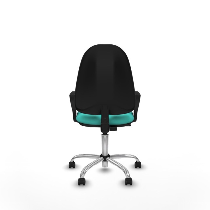 Algarra CP similpiel turquesa brazos fijos base cromada ruedas engomadas 50mm