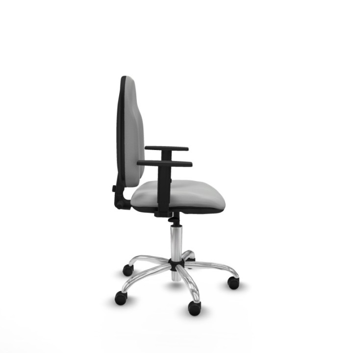 Algarra CP similpiel gris claro brazos 1D base cromada ruedas autofrenantes 50mm