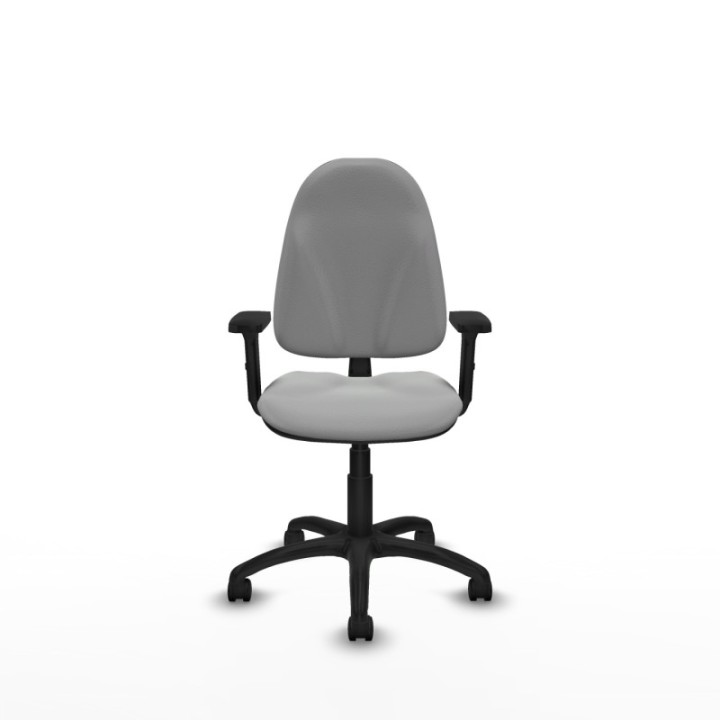 Algarra CP similpiel gris claro brazos 2D base poliamida ruedas nailon 50mm