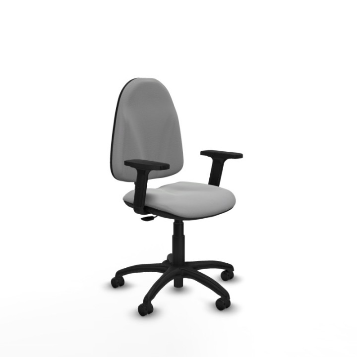 Algarra CP similpiel gris claro brazos 2D base poliamida ruedas engomadas 50mm