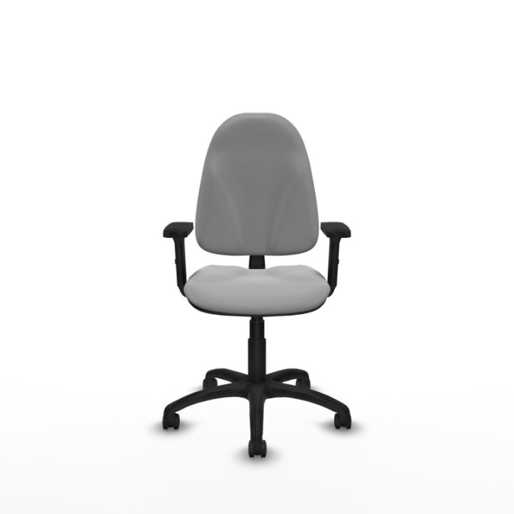 Algarra CP similpiel gris claro brazos 2D base poliamida ruedas engomadas 50mm