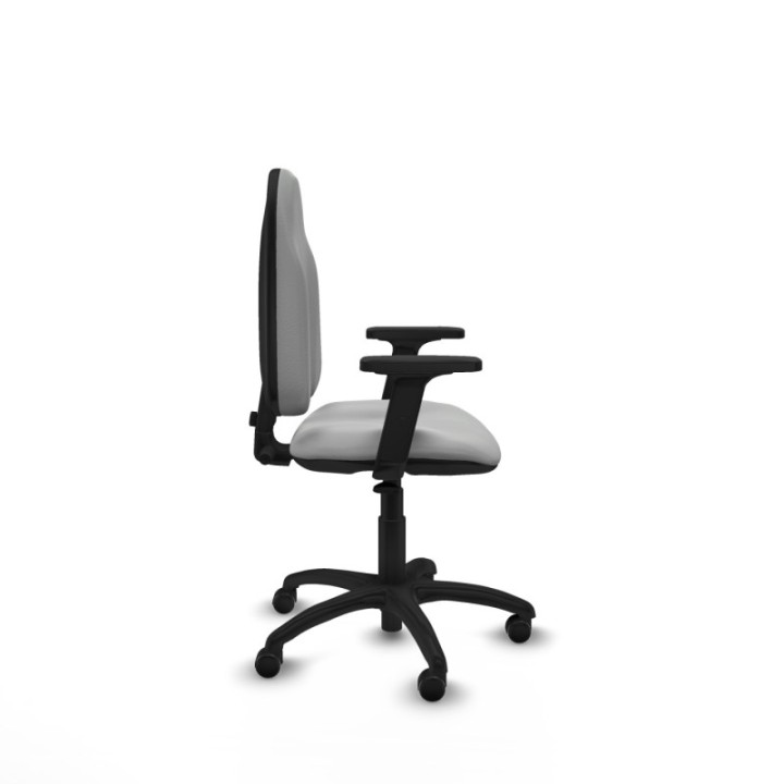 Algarra CP similpiel gris claro brazos 2D base poliamida ruedas engomadas 50mm