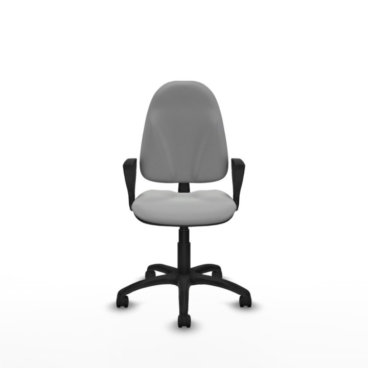 Algarra CP similpiel gris claro brazos fijos base poliamida ruedas nailon 50mm