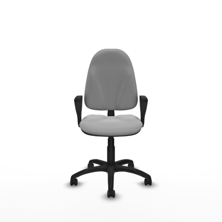 Algarra CP similpiel gris claro brazos fijos base poliamida ruedas engomadas 50mm