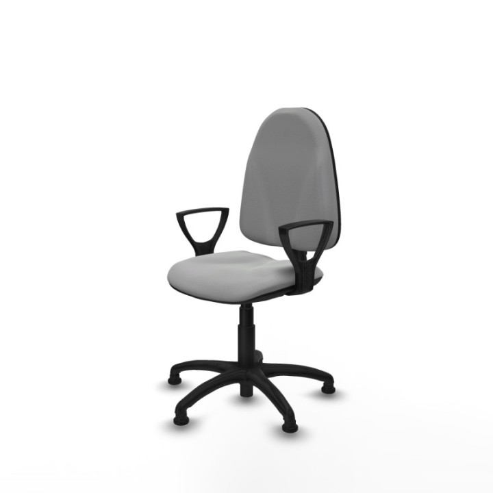 Algarra CP similpiel gris claro brazos fijos base poliamida topes