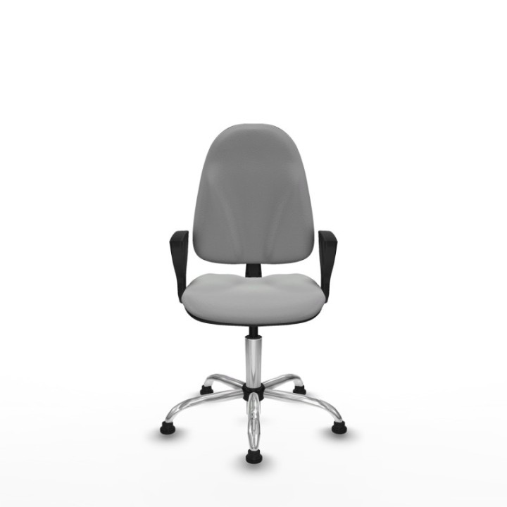 Algarra CP similpiel gris claro brazos fijos base cromada topes