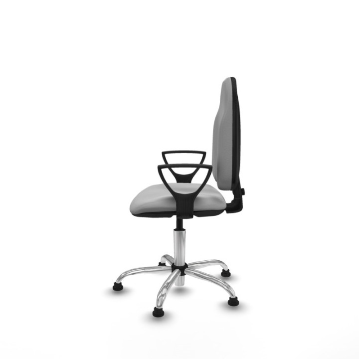 Algarra CP similpiel gris claro brazos fijos base cromada topes