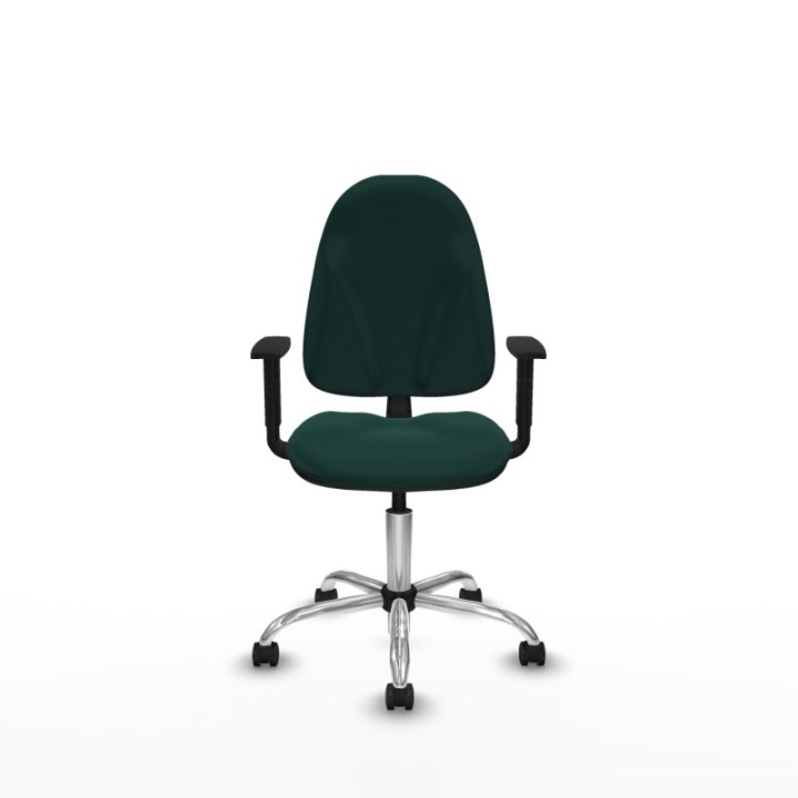 Algarra CP similpiel verde botella brazos 1D base cromada ruedas autofrenantes 50mm