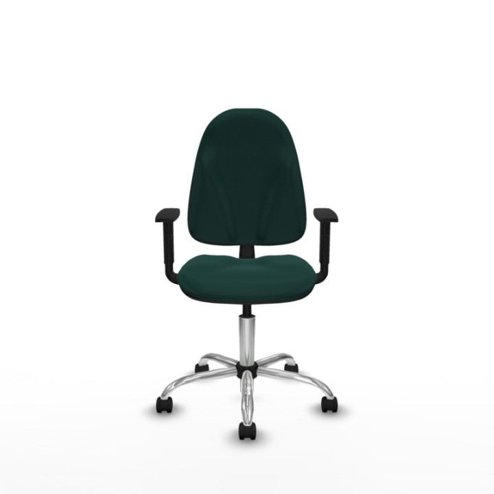 Algarra CP similpiel verde botella brazos 1D base cromada ruedas nailon 50mm