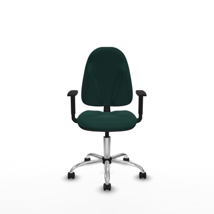 Algarra CP similpiel verde botella brazos 1D base cromada ruedas engomadas 50mm