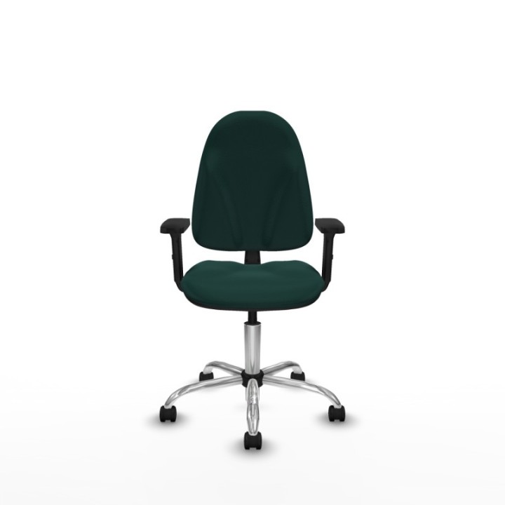 Algarra CP similpiel verde botella brazos 2D base cromada ruedas nailon 50mm