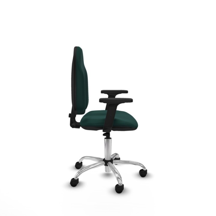 Algarra CP similpiel verde botella brazos 2D base cromada ruedas nailon 50mm