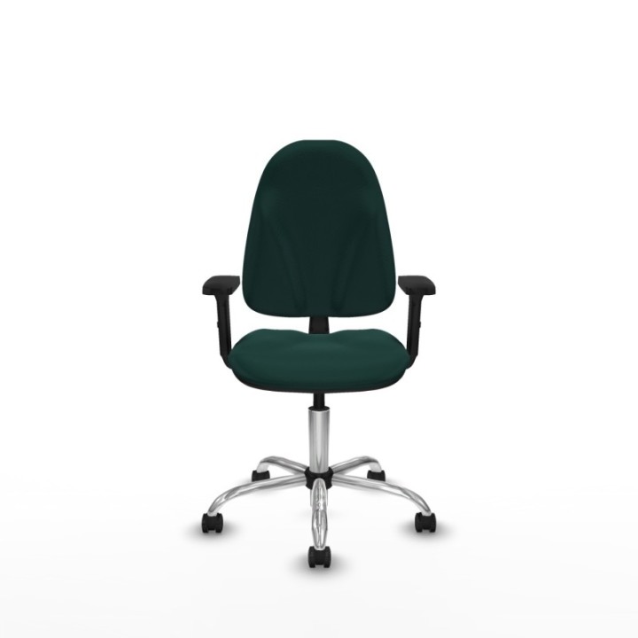 Algarra CP similpiel verde botella brazos 2D base cromada ruedas engomadas 50mm