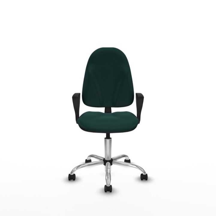 Algarra CP similpiel verde botella brazos fijos base cromada ruedas autofrenantes 50mm