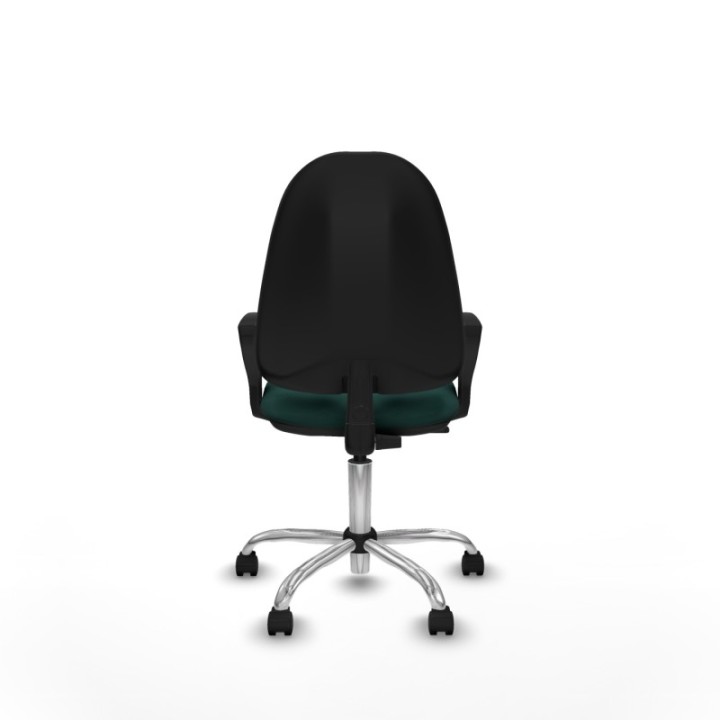 Algarra CP similpiel verde botella brazos fijos base cromada ruedas nailon 50mm