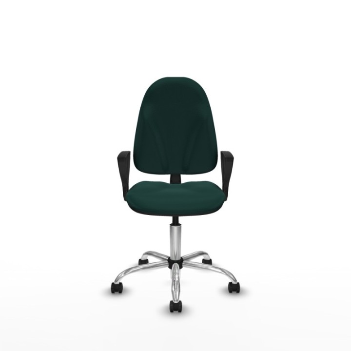 Algarra CP similpiel verde botella brazos fijos base cromada ruedas engomadas 50mm