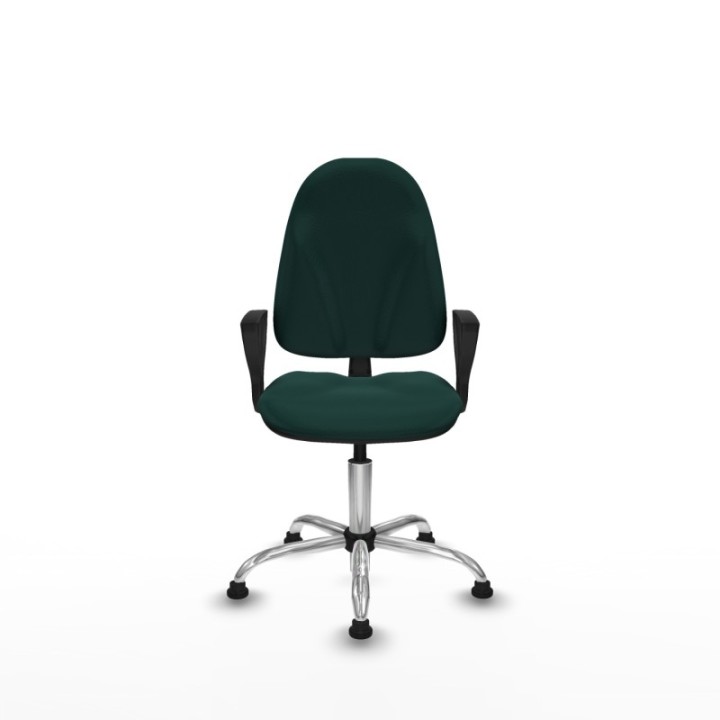 Algarra CP similpiel verde botella brazos fijos base cromada topes