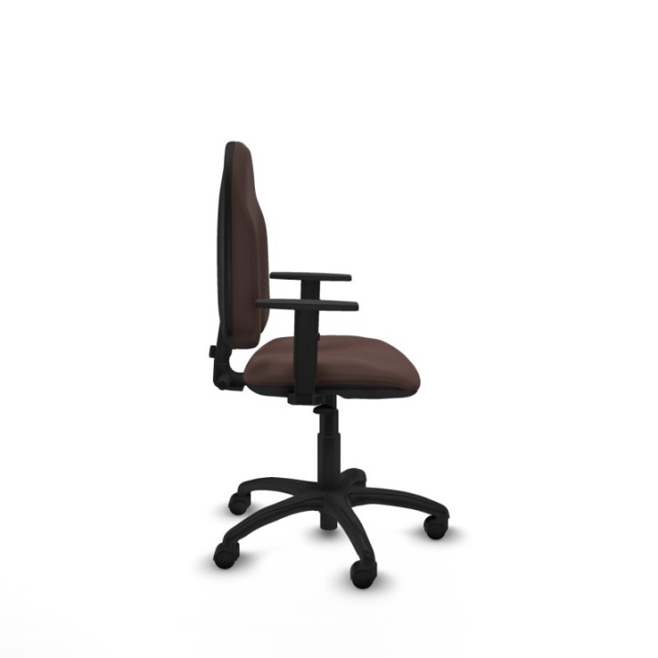 Algarra CP similpiel marrón oscuro brazos 1D base poliamida ruedas nailon 50mm