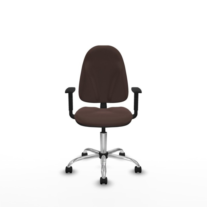 Algarra CP similpiel marrón oscuro brazos 1D base cromada ruedas nailon 50mm