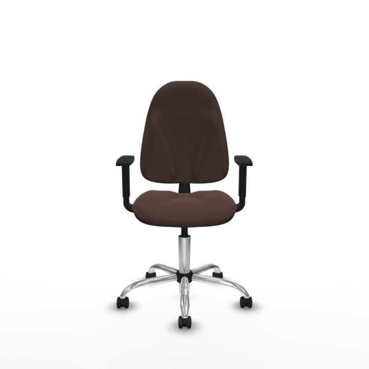 Algarra CP similpiel marrón oscuro brazos 1D base cromada ruedas engomadas 50mm