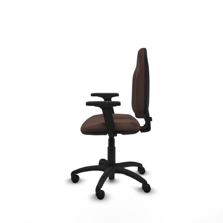 Algarra CP similpiel marrón oscuro brazos 2D base poliamida ruedas nailon 50mm