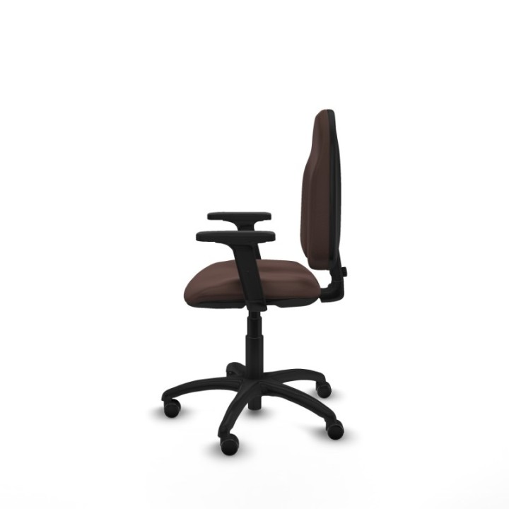 Algarra CP similpiel marrón oscuro brazos 2D base poliamida ruedas engomadas 50mm