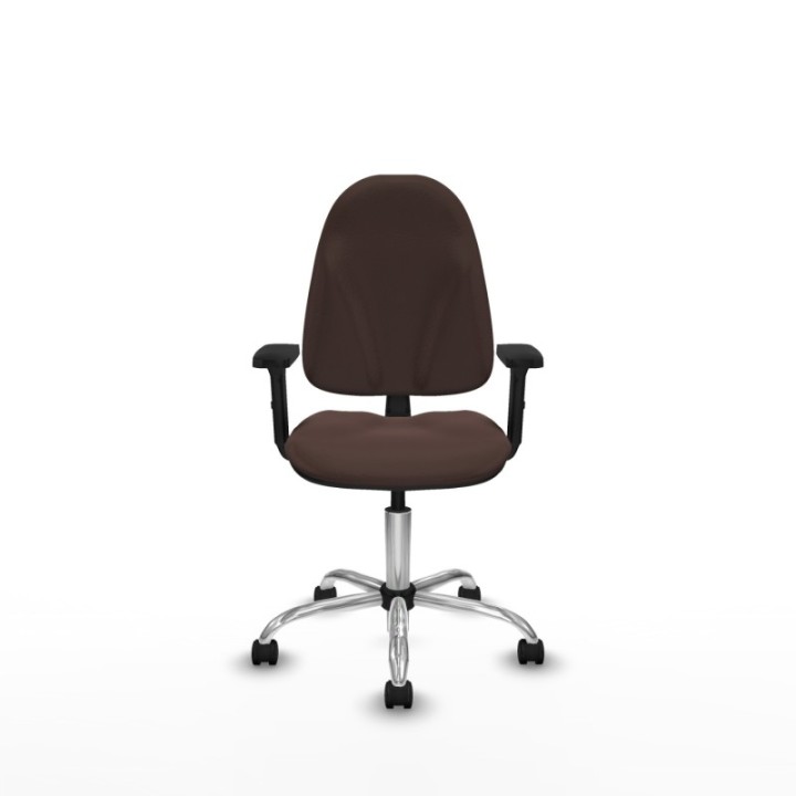 Algarra CP similpiel marrón oscuro brazos 2D base cromada ruedas nailon 50mm