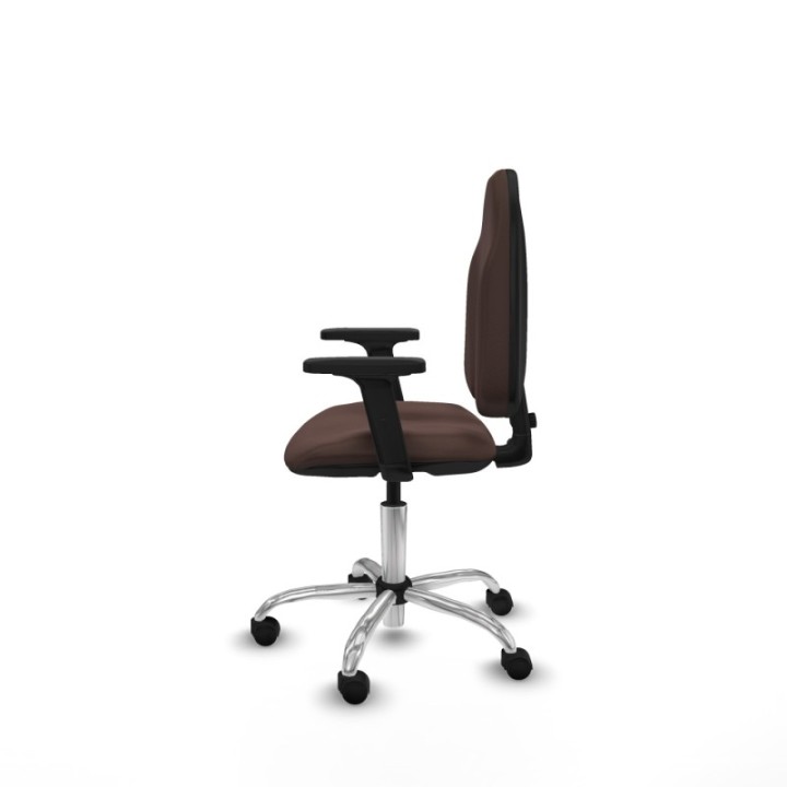 Algarra CP similpiel marrón oscuro brazos 2D base cromada ruedas nailon 50mm