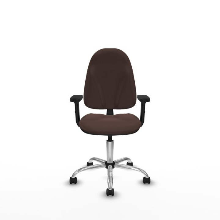 Algarra CP similpiel marrón oscuro brazos 2D base cromada ruedas engomadas 50mm