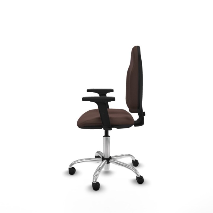 Algarra CP similpiel marrón oscuro brazos 2D base cromada ruedas engomadas 50mm