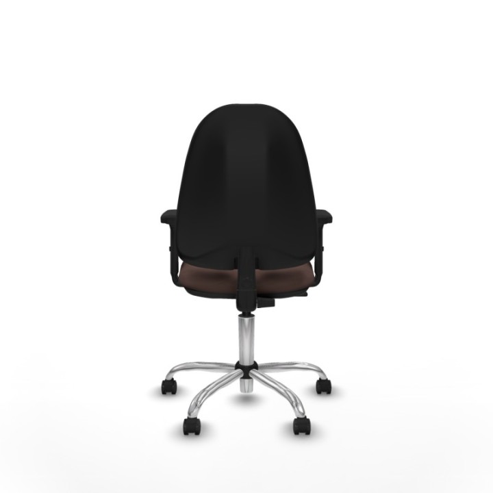 Algarra CP similpiel marrón oscuro brazos 2D base cromada ruedas engomadas 50mm