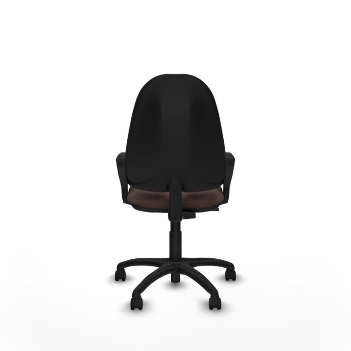 Algarra CP similpiel marrón oscuro brazos fijos base poliamida ruedas nailon 50mm