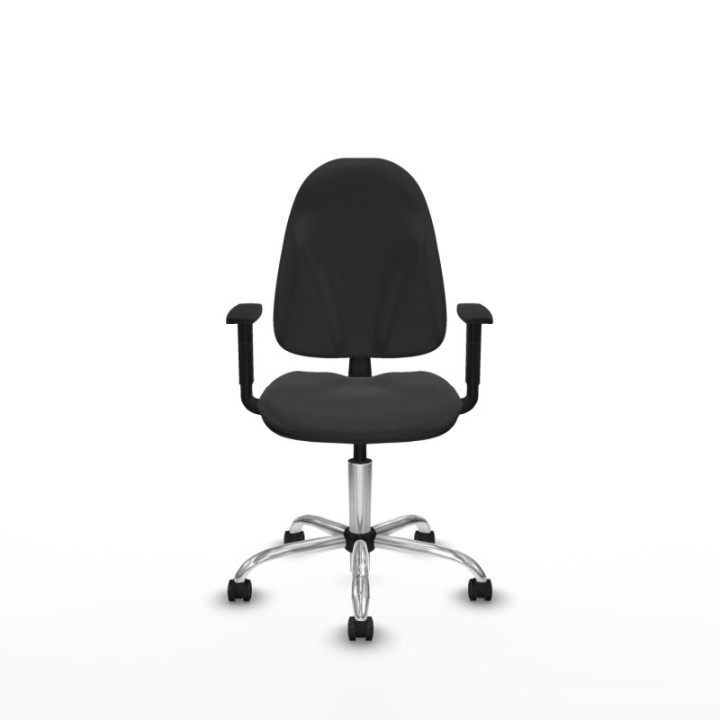 Algarra CP similpiel gris oscuro brazos 1D base cromada ruedas autofrenantes 50mm